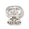 Rack Plating Brass Pave Clear Cubic Zirconia Fold Over Clasps, Cadmium Free & Lead Free, Oval, Platinum, 38mm, Oval: 20x14x2mm, Clasp: 14x7.5x7.5mm, Inner Diameter: 5.5mm