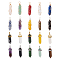 20Pcs 20 Style Natural Mixed Gemstone Double Terminated Pointed Pendants, with Random Alloy Pendant Hexagon Bead Cap Bails, Bullet, Platinum, 1pc/style