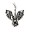 304 Stainless Steel Pendants, Guitar with Wing Charm, Antique Silver, 48x42.5x5.5mm, Hole: 9x4.5mm