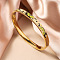 304 Stainless Steel Enamel Bangles, Hinged Bangles for Women, Flower, Real 18K Gold Plated, Real 18K Gold Plated, Green Yellow, Inner Diameter: 2-3/8 inch(6cm)