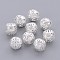 Brass Filigree Beads, Filigree Ball, Round, Silver Color Plated, 8mm in diameter, hole: about 0.8mm
