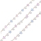 Cube & Round Glass & ABS Imitation Pearl Beaded Chains, Unwelded, with 304 Stainless Steel Link Chains, Golden, Lavender, 2.5~3x2.5~3x2.5mm