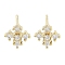Brass Micro Pave Clear Cubic Zirconia Studs Earring, Flower, Real 18K Gold Plated, 7x7mm