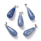 Dyed & Heated Natural Blue Aventurine Pendants, with Platinum Brass Findings, Teardrop, 26.5~29x10mm, Hole: 2.5~3.5x4~6mm