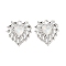 Rack Plating Alloy Rhinestones Pendants, Lead Free & Cadmium Free, Heart, Silver, Clear, 20x20x4mm, Hole: 2mm