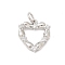 Brass Micro Pave Cubic Zirconia Pendants, Heart Charms, with Jump Ring, Platinum, 15x14x2.5mm, Hole: 3.5mm