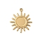 304 Stainless Steel Pendant Cabochon Settings, Ion Plating(IP), Sun Charms, Real 18K Gold Plated, Tray: 8mm, 22x19.5x2mm, Hole: 1.6mm