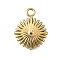 304 Stainless Steel Charms, Ion Plating(IP), Flat Round, Real 14K Gold Plated, 13x10.5x1mm, Hole: 1.4mm