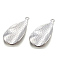 Alloy Pendants, Long-Lasting Plated, teardrop, Platinum, 40x18.5x3mm, Hole: 1.8mm