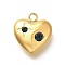 304 Stainless Steel Rhinestone Pendants, Ion Plating(IP), Real 14K Gold Plated, Heart, Mixed Color, 18.5x16.5x6.5mm, Hole: 2.5mm