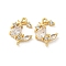 Brass Micro Pave Cubic Zirconia Link Connectors, with Glass, Cadmium Free & Nickel Free & Lead Free, Star and Teardrop, Real 18K Gold Plated, 14.5x10.5x3mm, Hole: 1~1.2mm
