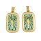 Brass Enamel Pendants, Long-Lasting Plated, Lead Free & Cadmium Free, Rack Plating, Golden, Rectangle with Coconut Tree Charms, Colorful, 27.5x15.5x3mm, Hole: 6x3.5mm