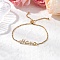 Mother's Day Adjustable 304 Stainless Steel Slider Bracelets, Word Mama Brass Micro Pave Clear Cubic Zirconia Link Bracelets for Women, Golden, 9-1/2 inch(24cm)