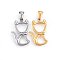 304 Stainless Steel Hollow Kitten Pendants, Cat with Bowknot Shape Shape, Mixed Color, 22x15x3mm, Hole: 6x3mm