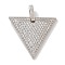 Rack Plating Brass Micro Pave Cubic Zirconia Pendants, Long-Lasting Plated, Lead Free & Cadmium Free, Triangle Charms, Platinum, 25.5x29x3.6mm, Hole: 3.5x6.5mm