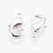 Brass Lobster Claw Clasps, Nickel Free, Platinum, 12x7x2.5mm, Hole: 1mm