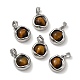 Плоские круглые подвески из латуни с натуральным тигровым глазом KK-M270-39P-01-1