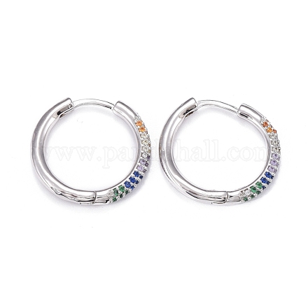 Серьги-кольца из латуни с микро-паве из фианита EJEW-K083-36P-A-1