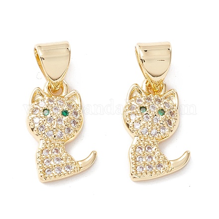 Латунные микропаве прозрачные подвески с фианитом KK-D067-13G-RS-1