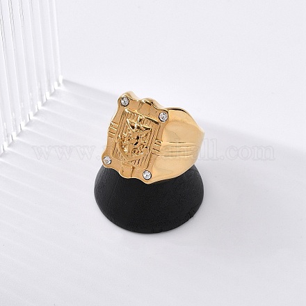 Кольца-печатки из нержавеющей стали 304 со стразами RJEW-Z076-06G-02-1