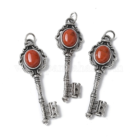 Ключ латунный натуральный красный яшма большие подвески KK-D361-01AS-26-1