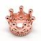 Rack Plating Brass Micro Pave Cubic Zirconia Beads, Crown, Large Hole Beads, Long-Lasting Plated, Cadmium Free & Lead Free, Rose Gold, 11x7mm, Hole: 6mm