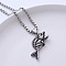 Vintage Punk 304 Stainless Steel Skeleton Fish Pendant Necklaces for Hip-hop Streetwear, Stainless Steel Color