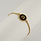 Flat Round with Letter Pattern 304 Stainless Steel Link Bracelets, Figaro Chains Bracelets for Women, with Shell, Gold, Letter D, 7-1/2 inch(19cm)
