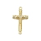 Brass Micro Pave Clear Cubic Zirconia Religion Cross Connector Charms, Long-Lasting Plated, Lead Free & Cadmium Free, Real 18K Gold Plated, 33x18x3mm, Hole: 1.8mm