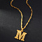 Brass Initial Pendant Necklaces, Golden, Letter M, 17.72 inch(45cm)