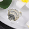 Three Flat Round Zinc Alloy Enamel Stretch Finger Rings, Silver, Silver, Inner Diameter: 18mm