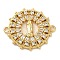 Religion Brass Pave Clear Cubic Zirconia Connector Charms, Virgin Mary Links, Real 16K Gold Plated, Cadmium Free & Lead Free, Flat Round, 20.5x23x3mm, Hole: 1.5mm