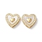 Brass Micro Pave Clear Cubic Zirconia Heart Multi-Strand Links, with Shell, Cadmium Free & Lead Free, Real 18K Gold Plated, 14.5x15x4.5mm, Hole: 3.5x6x1mm