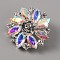 Brass Rhinestone Shank Buttons, 1-Hole, Flower, Crystal AB, 26.5x10.5mm, Hole: 1.8mm