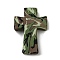 Cross with Flower Silicone Focal Beads, Olive Drab, 35x25x8mm, Hole: 2mm