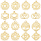 32Pcs 8 Styles Brass Pendants, Long-Lasting Plated, Hollow, Mixed Shapes, Real 18K Gold Plated, 12.5~17x12.5~16.5x1~1.5mm, Hole: 1~1.6mm, 4pcs/style