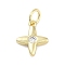 Cross Charms Rack Plating Brass Cubic Zirconia, with Jump Ring, Long-Lasting Plated, Lead Free & Cadmium Free, Clear, 11.5x9.5x2mm, Hole: 3mm