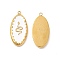 PVD Vacuum Plating 201 Stainless Steel Enamel Pendants, Real 18K Gold Plated, Oval with Snake Pattern Charm, White, 24.5x11.5x2.5mm, Hole: 1.2mm