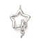 Brass Fold Over Clasps, Cadmium Free & Nickel Free & Lead Free, Star, Real Platinum Plated, Star: 14x11.5x2mm, Hole: 1.4mm; Clasp: 10.5x8x2mm, Hole: 1.2mm