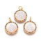 Brass Pendants, with Micro Pave Cubic Zirconia, Shell and Jump Rings, Flat Round with Virgin Mary, Colorful, Golden, 17.5x15x3mm, Hole: 3mm