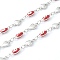 304 Stainless Steel Enamel  Link Chains, Evil Eye & Heart Link, Unwelded, with Spool, Stainless Steel Color, Red, Evil Eye: 11x4x3mm, Heart: 10x6x2mm,  16.4 Feet(5m)/roll