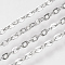 Brass Cable Chains, Soldered, with Spool, Flat Oval, Nickel Free, Real Platinum Plated, 1.5x1.1x0.3mm, about 98.42 Feet(30m)/roll