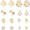 8 Pairs 8 Style Alloy Stud Earrings with Plastic Imitation Pearl Beaded, Vortex & Flower & Donut & Heart & Leaf, Golden, 13~47x12~48.5mm, 1 Pair/style