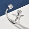Brass Micro Pave Cubic Zirconia Cuff Rings for Women, Starfish, Long-Lasting Plated, Rack Plating, Lead Free & Cadmium Free, Platinum, 16mm, US Size 9 3/4(19.5mm)