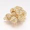 Alloy Rhinestone Magnetic Clasps with Loops, Oval, Golden, 19.5x12mm, Hole: 1.5mm