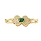 Bowknot Brass Micro Pave Cubic Zirconia Fold Over Clasps, with Glass, Long-Lasting Plated, Cadmium Free & Lead Free, Rack Plating, Real 18K Gold Plated, 51mm