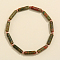 Column Natural Unakite Beads Stretch Bracelets for Women Men, with Beass Beads, 6-7/8 inch(17.5cm)
