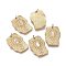 316 Surgical Stainless Steel Pendants, with Jump Rings & Shell & Crystal Rhinestone, Rectangle, Golden, 25x18x2.5mm, Hole: 3.6mm