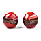 Handmade Gold Sand Lampwork Beads, Round, Orange Red, 9~10x8~10mm, Hole: 1.6mm