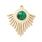 Ion Plating(IP) 304 Stainless Steel Pendants with Synthetic Malachite, Fan, Golden, 27x24.5x5.5mm, Hole: 1.4mm